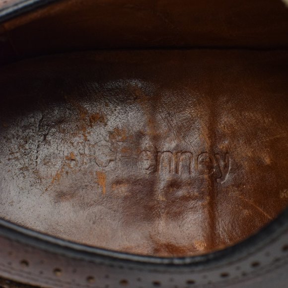 Vintage Men\'s JCPenney Brown Textured Leather Wingtip Brogue Oxford Shoes - 9 B